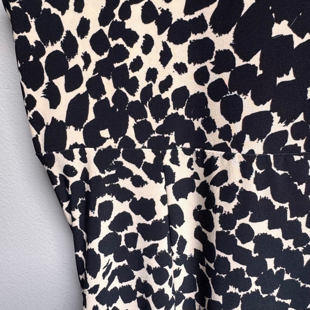 American Living Women Animal Print Ruched Sheath Faux Wrap Dress 14 Cap Sleeve - Picture 5 of 9
